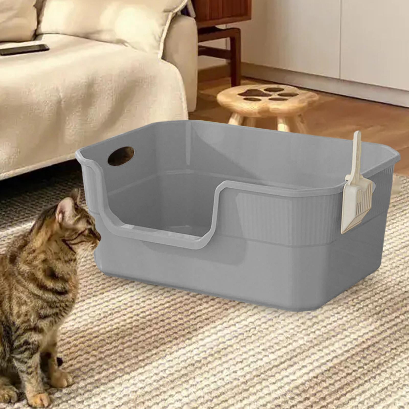 Stgfyxgs Cat Splashproof Pet Bedpan Cat Sandbox Portable Kitten Toilet High Sided Pet Litter Tray Cat Toilet for Small Pets gray