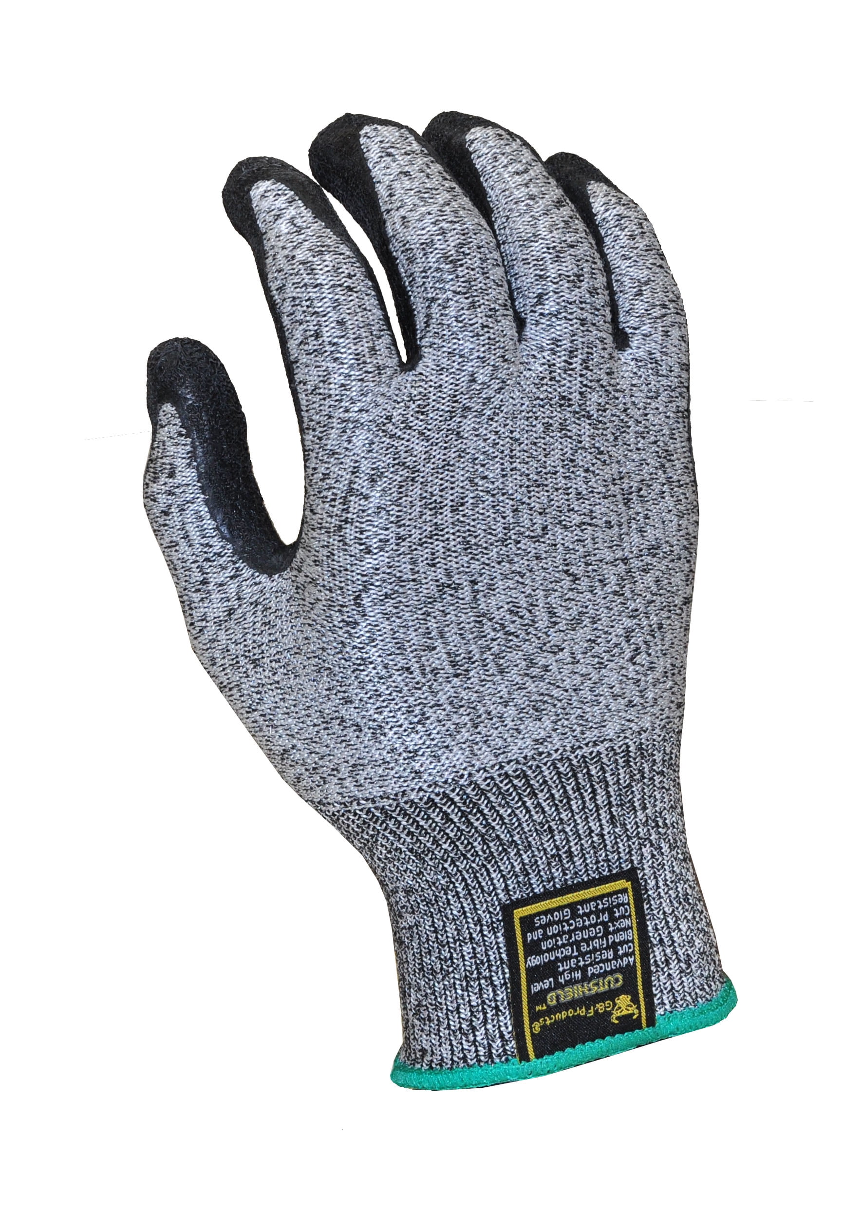 G & F Cutshield Slash-Resistant Gloves, CE Approved, Latex Rubber Coated, Gray, Size Extra Large