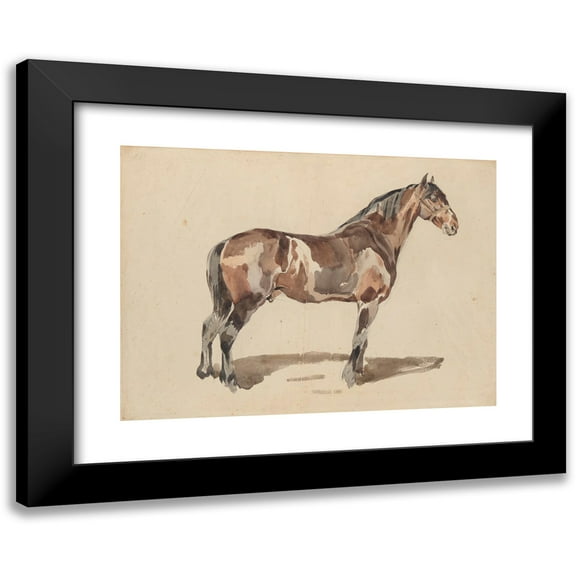 Piotr Michałowski 14x11 Black Modern Framed Museum Art Print Titled - A Bay Horse is in the Bridle (1846)