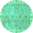 thumbnail image 1 of Ahgly Company Indoor Round Oriental Turquoise Blue Traditional Area Rugs, 8' Round, 1 of 4