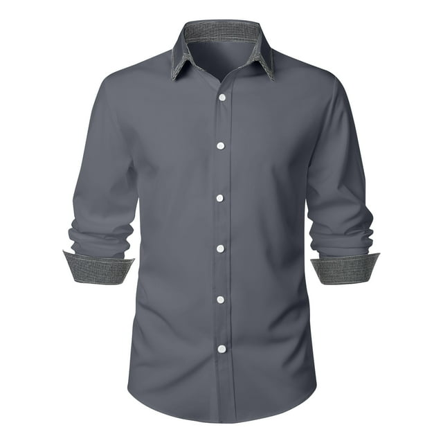 Birdeem Chemise à Manches Longues pour Hommes, Mode Décontractée, Imprimé Patchwork, Col Rabattu, Boutons