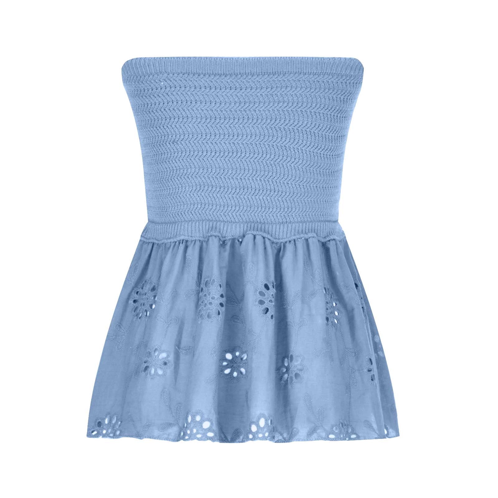 micas knot front knit embroidered tube top