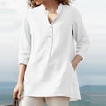 thumbnail image 2 of Fimkaul Women's Shirts Winter Fall Long Sleeve Casual Tops Printed Fashion V Neck Rollable Single Breasted Shirt T-Shirts White XXL, 2 of 8