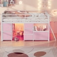 thumbnail image 4 of UIOWIO Twin Loft Bed with 6 Storage Drawers & Shelf, Loft Bed with LED Lights & Play Curtain, Metal Loft Bed Frame with Ladder & Safety Guardrail, Pink, 4 of 9