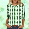 thumbnail image 1 of Elvqul T-Shirts à Col Rond pour Femmes, Manches 3/4, Grande Taille, Imprimé, Mode, Fête, pour la Saint-Patrick, 1 of 7
