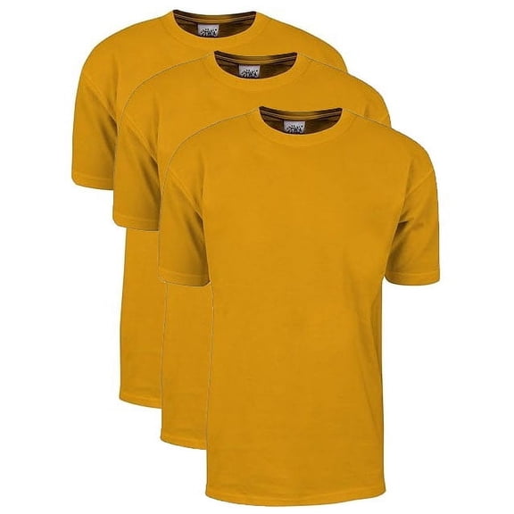 3 Pack Shaka Wear Men's Max Heavyweight Short Sleeve Crew Neck T-Shirt - Gold - Large