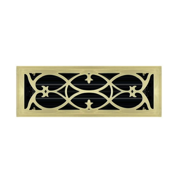4" x 12" Polished Brass Victorian Style Floor Register - Decorative Vent Cover