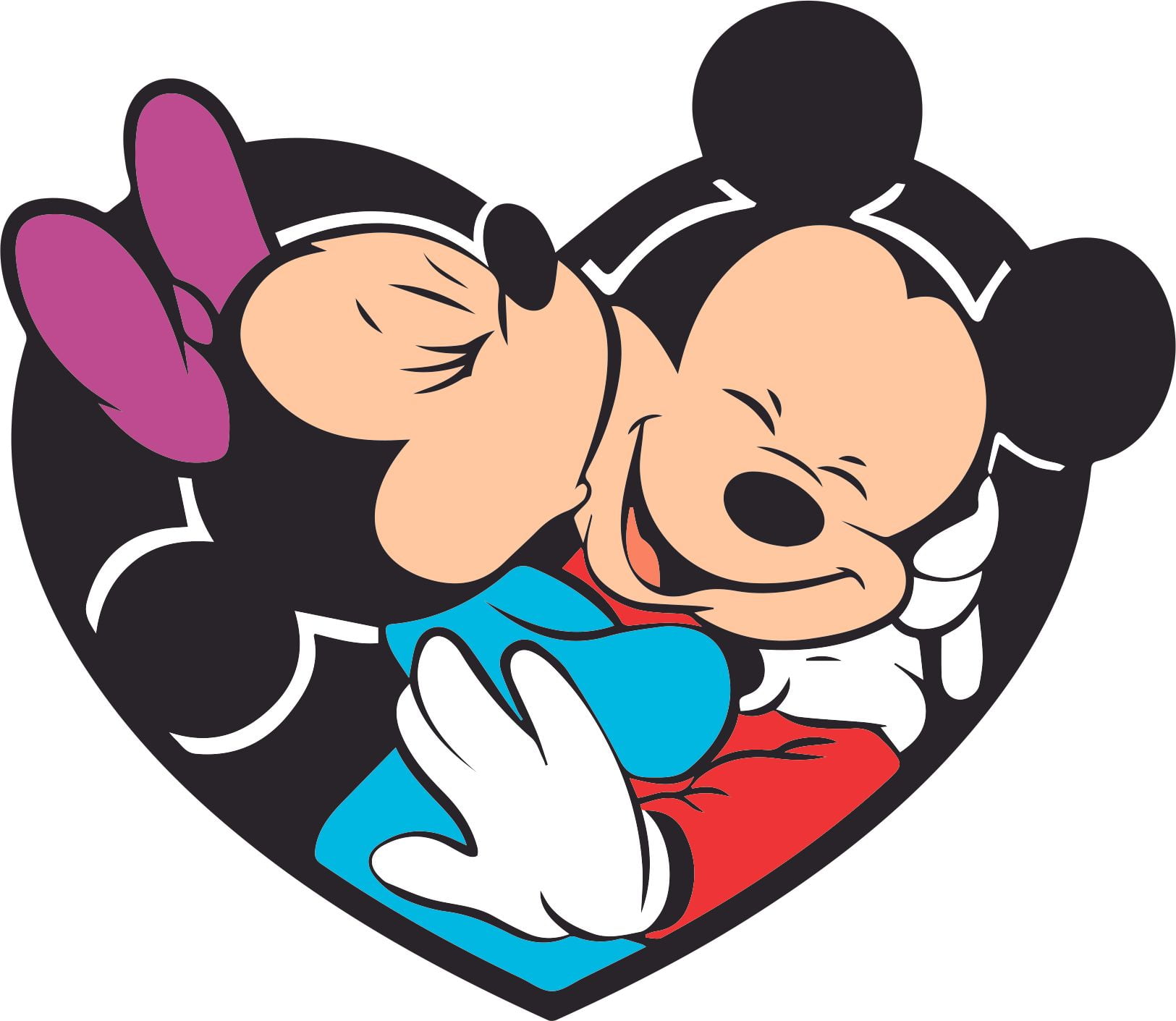 Mickey Minnie Kissing Color Cartoon Customized Wall Decal Custom