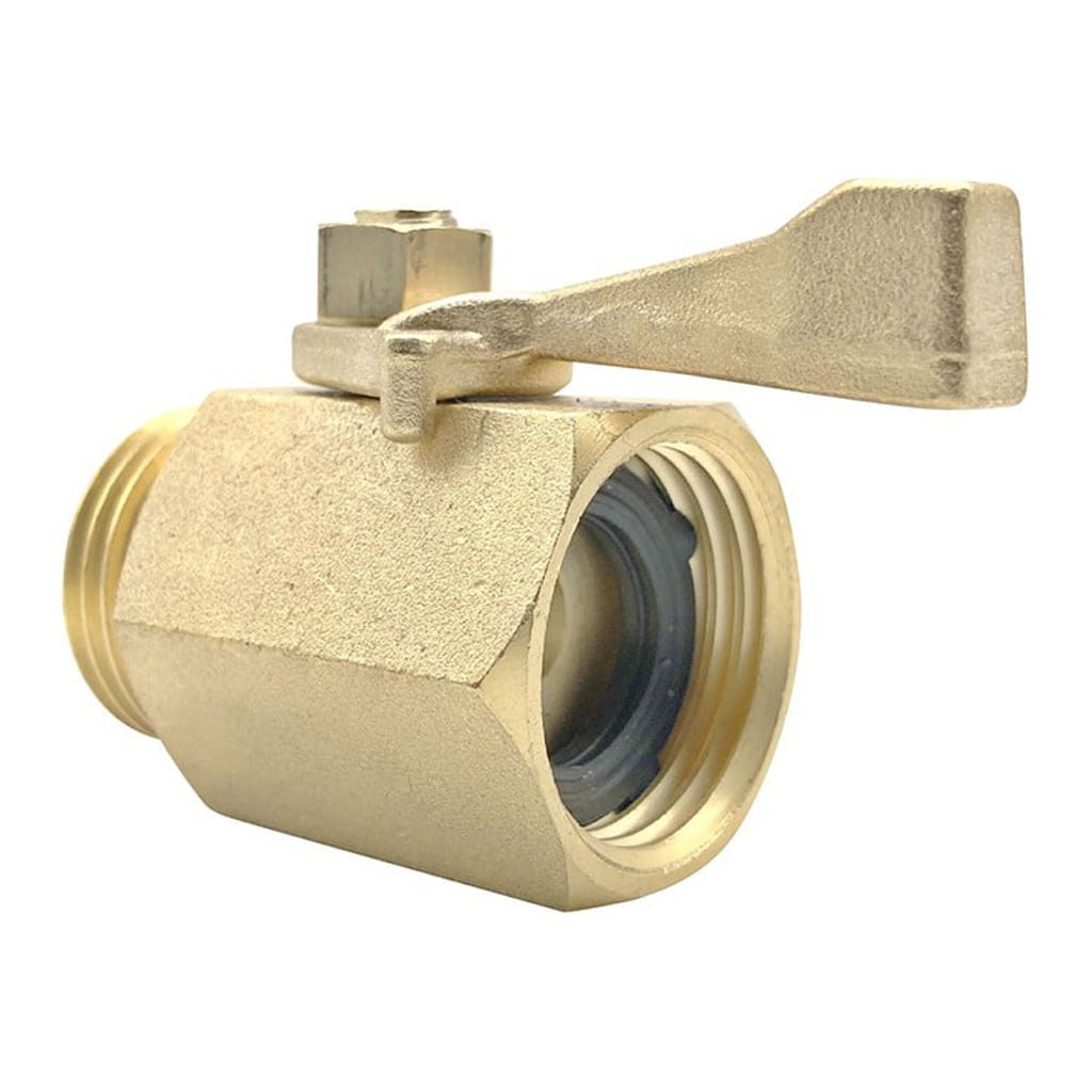 (Clearance) BNNG Super Heavy Duty 3/4" Brass Shut Off Valve Garden Hose Shut Off Valve Garden Hose Connector Gold, Household