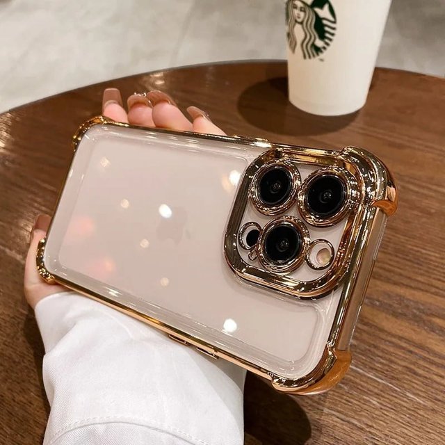 Luxury Electroplate Transparent Phone Case For iPhone 14 13 12 11 Pro Max Bumper Shockproof Clear Cases Cover