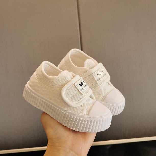 Zapatos blancos de primavera y otoño, zapatos de malla transpirables para niños de 1 a 6 años, zapatos para bebés, zapatos de tabla, zapatos de lona, zapatillas deportivas