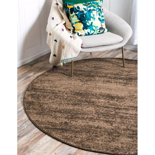 Angelica Collection Rug 3 Ft Round Brown Medium Rug Perfect