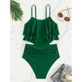thumbnail image 1 of Girls Two Piece Swimwear for Teens and Youth Solid Color Bikini with Ruffled Back and Tankini Top for Spring Summer, 1 of 3