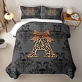thumbnail image 2 of jejeloiu Leopard Monogram A Twin Quilt Set For Girls,Damask Bow Initial Twin Coverlet Set For Adults,2pcs, 2 of 7