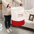 thumbnail image 7 of Laundry Basket with Long Handle for Easy Carry, Large Double Color Round Hamper, Waterproof Freestanding Clothes Storage Organizer for Bedroom for Clothes, Toys, and Towels, 7 of 7