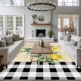 thumbnail image 3 of Hello Summer Lemons Large Area Rugs 6x9 ft Farmhouses Fruits Black Plaid Retro Letter Washable Rug Non Slip Indoor Carpet Absorbent Floor Mat for Living Room Bedroom Dining Room, 3 of 9