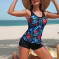 thumbnail image 2 of Zpanxa Printed Shirt Swimsuit Set High Waisted Solid Shorts Two Piece Beachwear for Women, 2 of 5