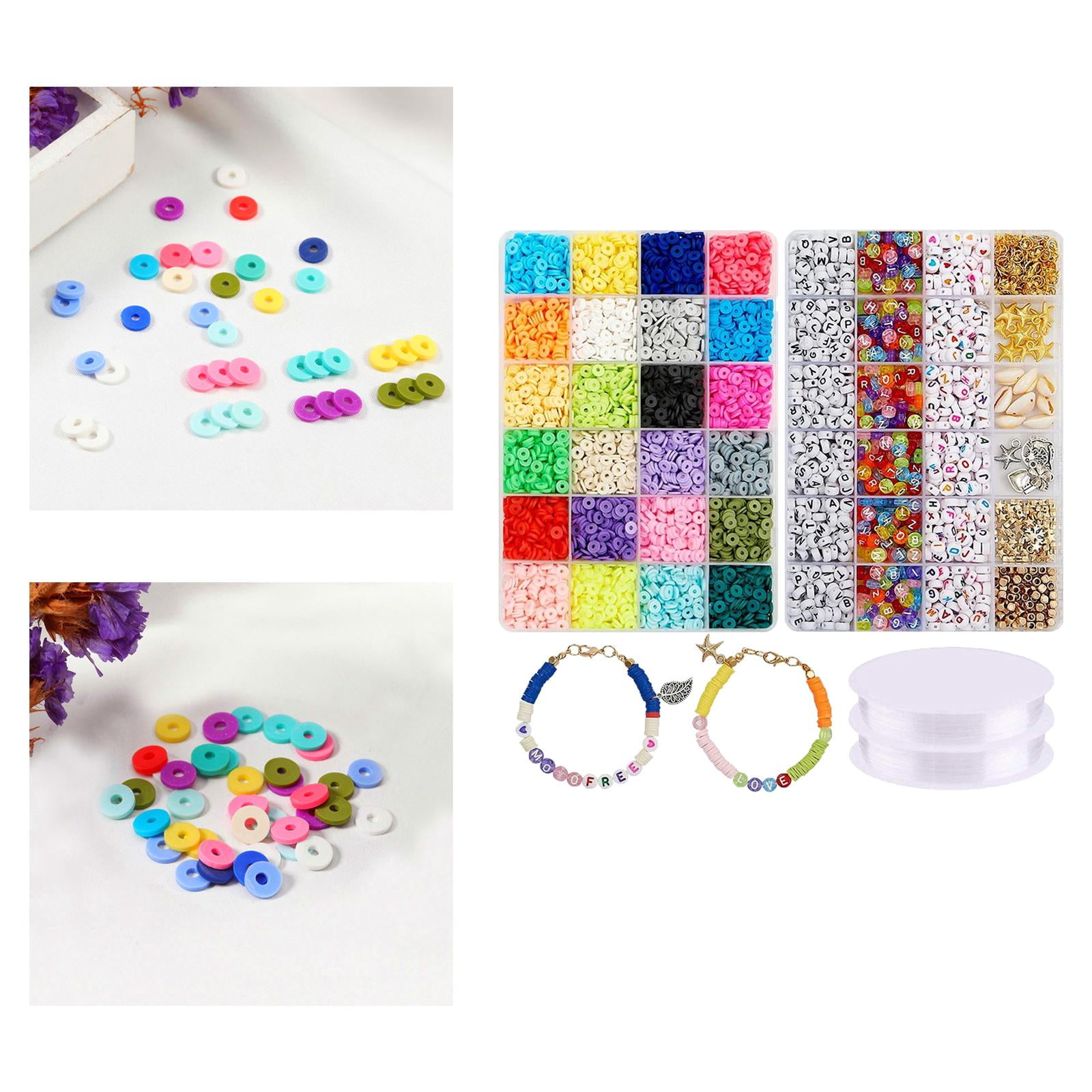 GUOOL Clay Beads Kit- Beads for Jewelry Making - Flat Clay Spacer Beads for Jewelry Finding, Bracelets Necklace Earring crafts Kit (6mm, 7048 Pcs)