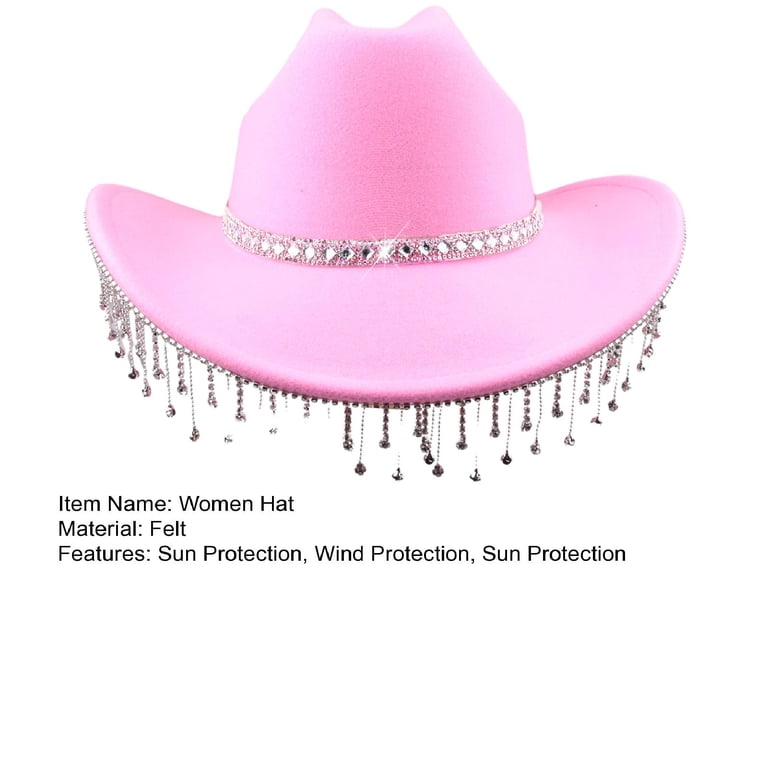 Rhinestone Cowgirl Hat - Sun Protection, Studded Band & Buckle Madden NYC Women main image 3