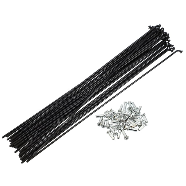 Unique Bargains 40 radios 14G J Bend 224 mm x 2 mm con cabecillas para bicicleta de acero negro Unique Bargains radios y accesorios para bicicletas
