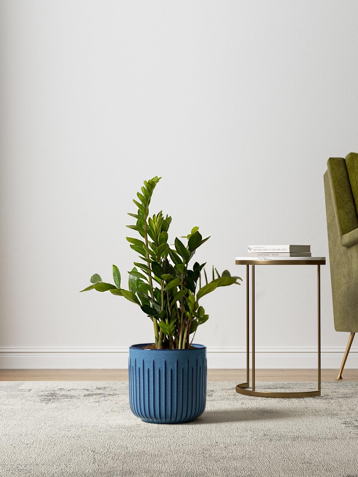 BEMAY  Set of 3  Plant Pots, Ceramic Planters for Indoor Plants, 8.3+6.9+5.7 inch Flower Pots with Drainage Holes, Indoor Planters for House Plants,Glaze Ocean Blue