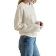 thumbnail image 2 of Women's Crew Neck Casual Cardigan Sweater Open Front Wavy Long Sleeves Cropped Knit Outerwear Khaki XL, 2 of 8