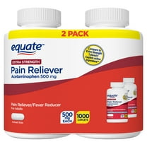 Equate Extra Strength Acetaminophen Pain Reliever Caplets, 500 mg, 1000 Count, 2 Pack