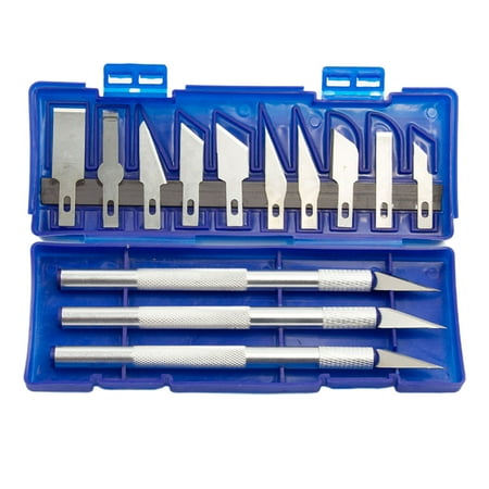 

13PCS Precision Craft Hobby Knife Kit Utility Art Exacto Knife Set Sharp Razor Knives Tool for Carving Architecture Modeling Scrapbooking Felt&Wood&Leather Working-Stencil DIY Art Work Cutting