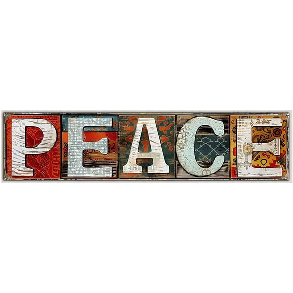 Metal Sign PEACE Vintage Sign Metal Tin Signs Sign for Kitchen Garden Wall Bab Club Metal Tin Sign 4x16 Inch