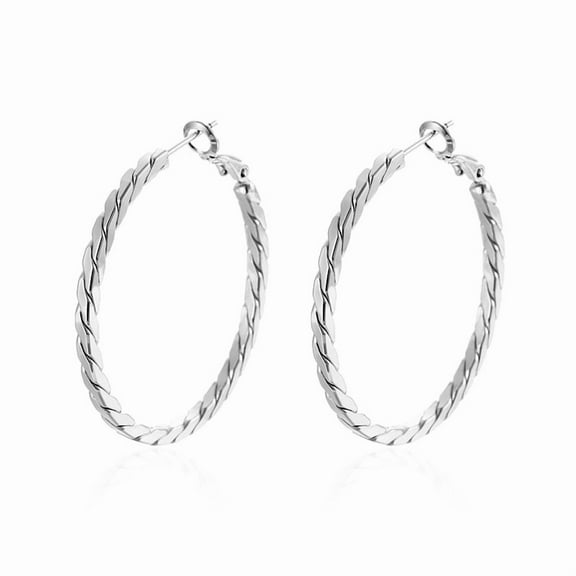 Tilga Sterling Silver/Gold Plated Zircon Hoop Earrings, Women's Large Silver Hoop Earrings, Lightweight Large Hoop Earrings, Hypoallergenic Thin Hoop Earrings, Suitable for Women 30-70mm