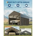 thumbnail image 4 of 10'x15'x9' Metal Carport for 2 Cars, Enclosed Car Ports with Heavy Duty Steel Frame and 220 g Tarp, All-Weather Carport for Sedans, Boats, and Tractors, 4 of 6