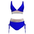thumbnail image 7 of Women's Two Piece Bikini Set Sexy V Neck High Waist Padded Bra Wire Free Swimsuit for Swimming Beach Sunbathing,Royal Blue,XL, 7 of 7