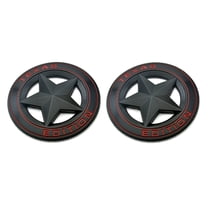 Muzzys (Set of Two) Texas Edition Star Black and Red Round 3" Shield Emblem Universal Stick-On FITS Tundra, Tacoma, F150, Silverado, Titan, Hood, Door, Tailgate, Grille, Fender