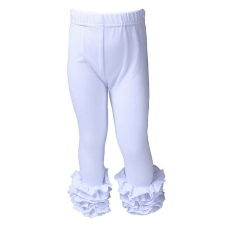 

MIASHUI Girls Leggings Toddler Baby Ribbed Lace Trim Footless Ruffle Tight Bottom Pants Silver 4-5 Years