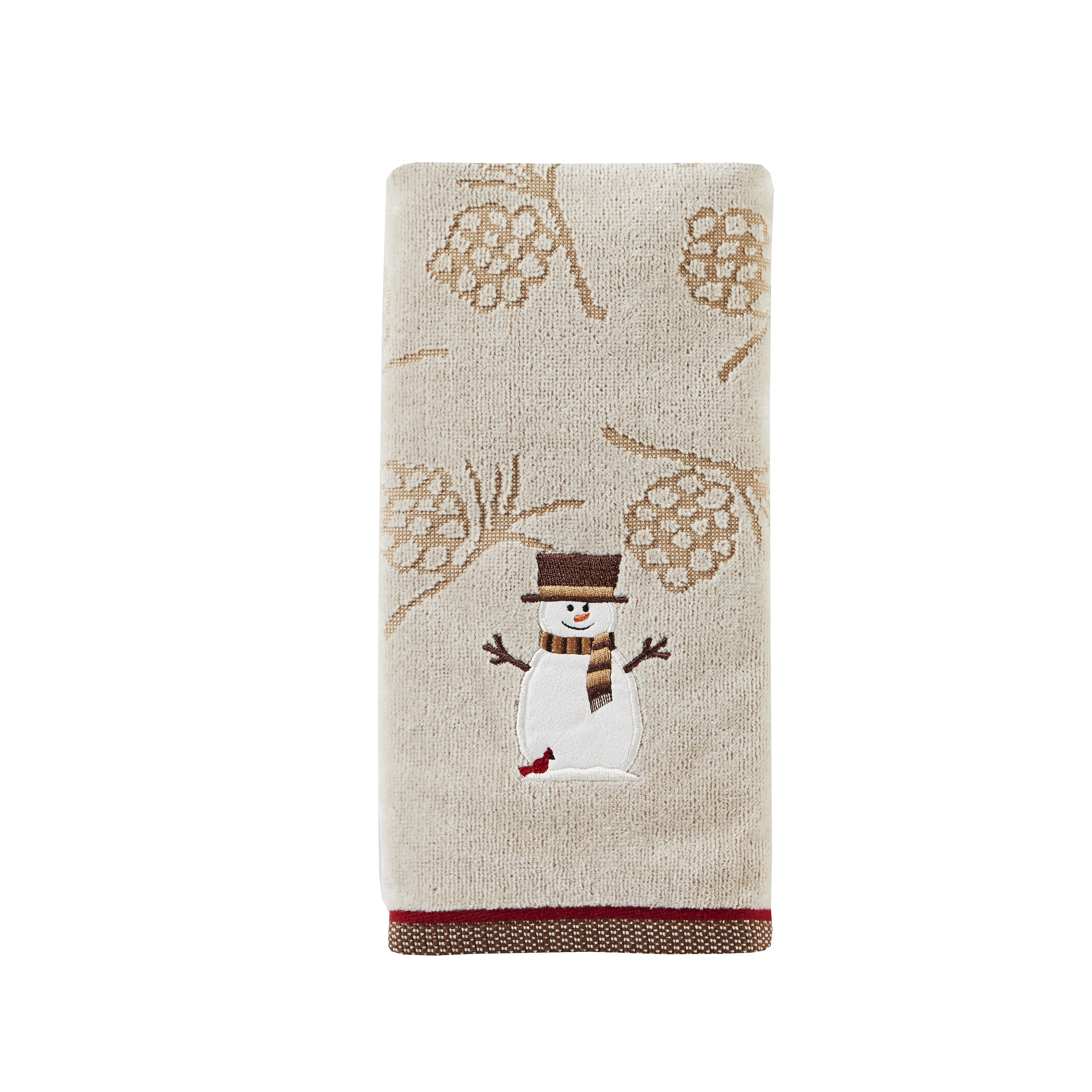 SKL Home by Saturday Knight Ltd. Rustic Plaid Snowman 2 Piece Hand Towel in Wheat