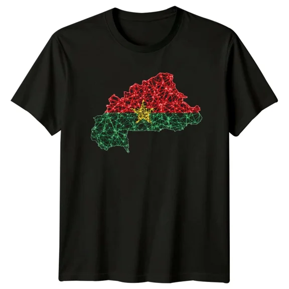 Burkina Faso Map Flag Travel Mens T-Shirt Womens Tee Graphic Unisex Top