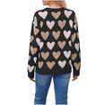 thumbnail image 4 of Rohuuque Women's Long Sleeve Crewneck Sweater Fall Heart Printed Cute Loose Knitted Pullover Tops Trendy Comfortable Blouse Black, 4 of 4