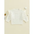thumbnail image 2 of FEORJGP Toddler Baby Girls Solid Sweaters 0 6M 12M 18M 2T 3T Infant Ruffle Long Sleeve Knit Pullovers Round Neck Jumpers Solid Color Sweatshirts Kids ion Comfy Clothes for Spring Fall Winter, 2 of 6