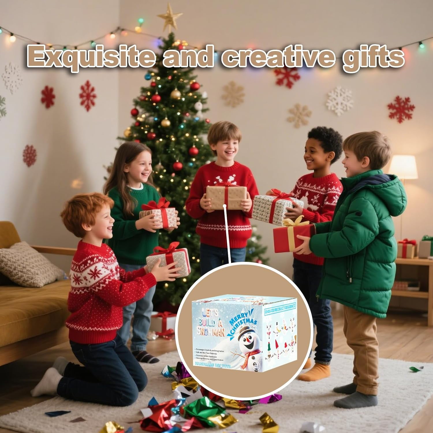 12Pack Build a Snowman Kit - Christmas Crafts,Air Dry Clay Snowman Crafts,Modeling Clay Snowman DIY Kit,Christmas Crafts Xmas Holiday Party Decor Gift