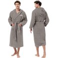 thumbnail image 3 of 2Pcs Couple's Terry Cloth Robe Hooded Bathrobes 100% Cotton Turkish Towel Robe Lightweight with Embroidery, 3 of 6