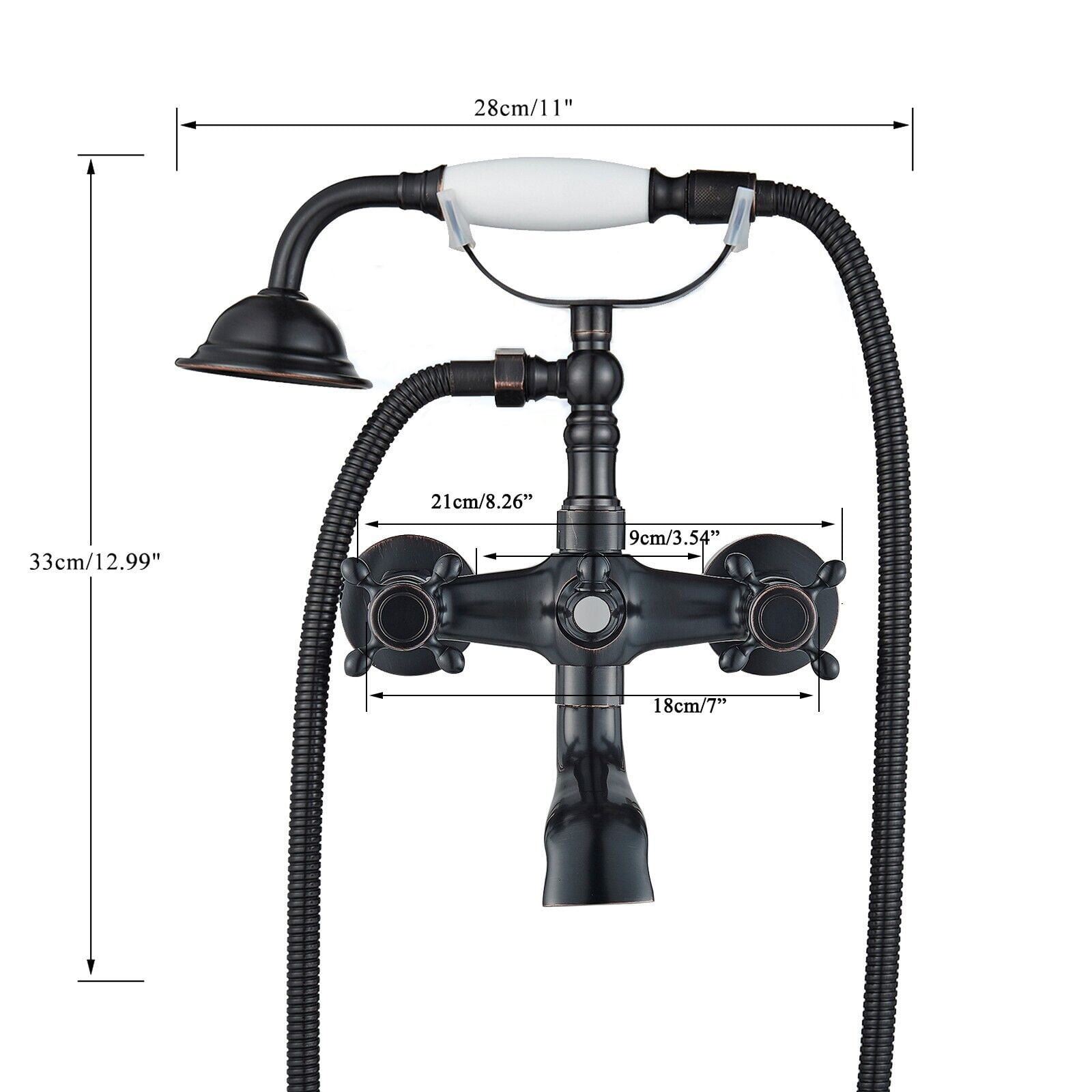 Clawfoot Bathtub Faucet Wall Mount with Hand Held Shower Faucet Set Tub Filler