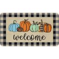 thumbnail image 1 of Protikol Buffalo Check Pumpkin Welcome Welcome Door Mat Low-Profile Porch Non-Slip Doormats Indoor Outdoor Kitchen Decor Throw Rug Burlap 17 X 30 Inch, 1 of 5