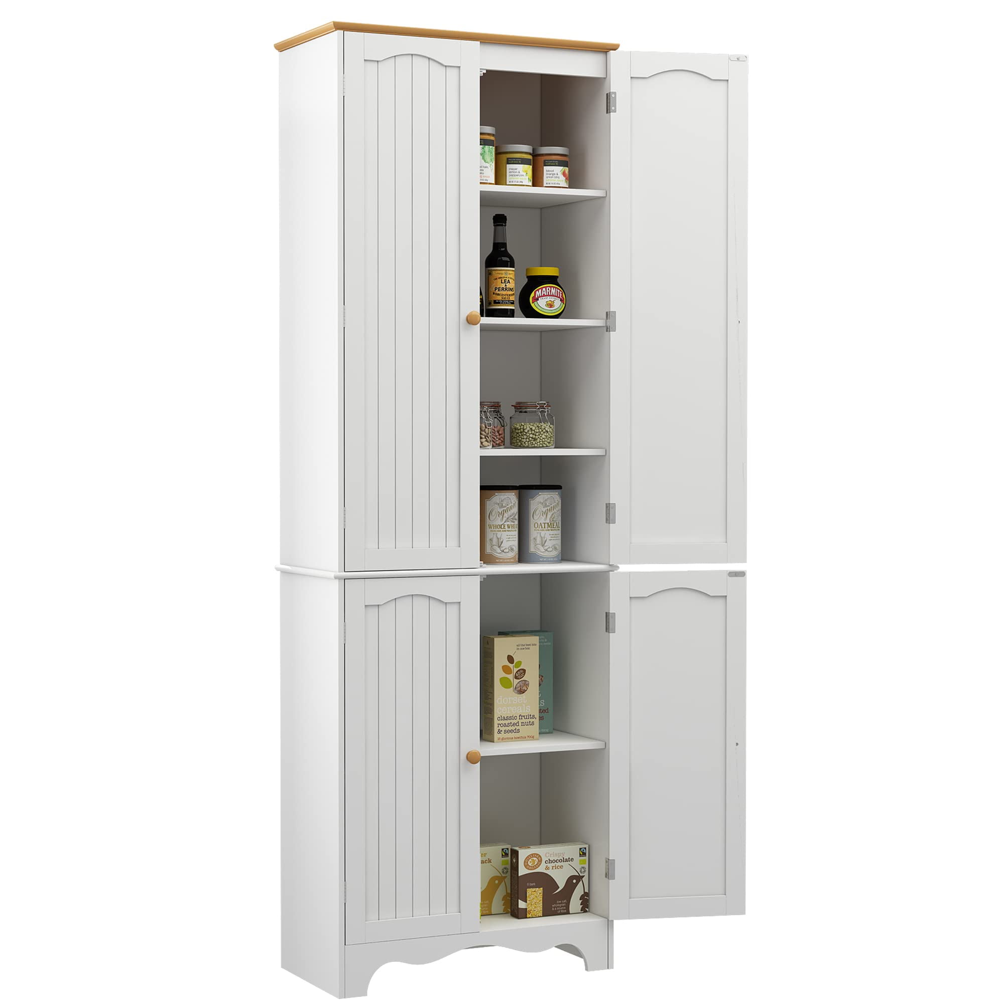 Yusong Kitchen Pantry Storage Cabinet Cupboard with Doors and 6 Adjustable  Shelves for Small Space, Farmhouse Pantries Organization Cabinets for  Dining Room, Living Room, Gray 