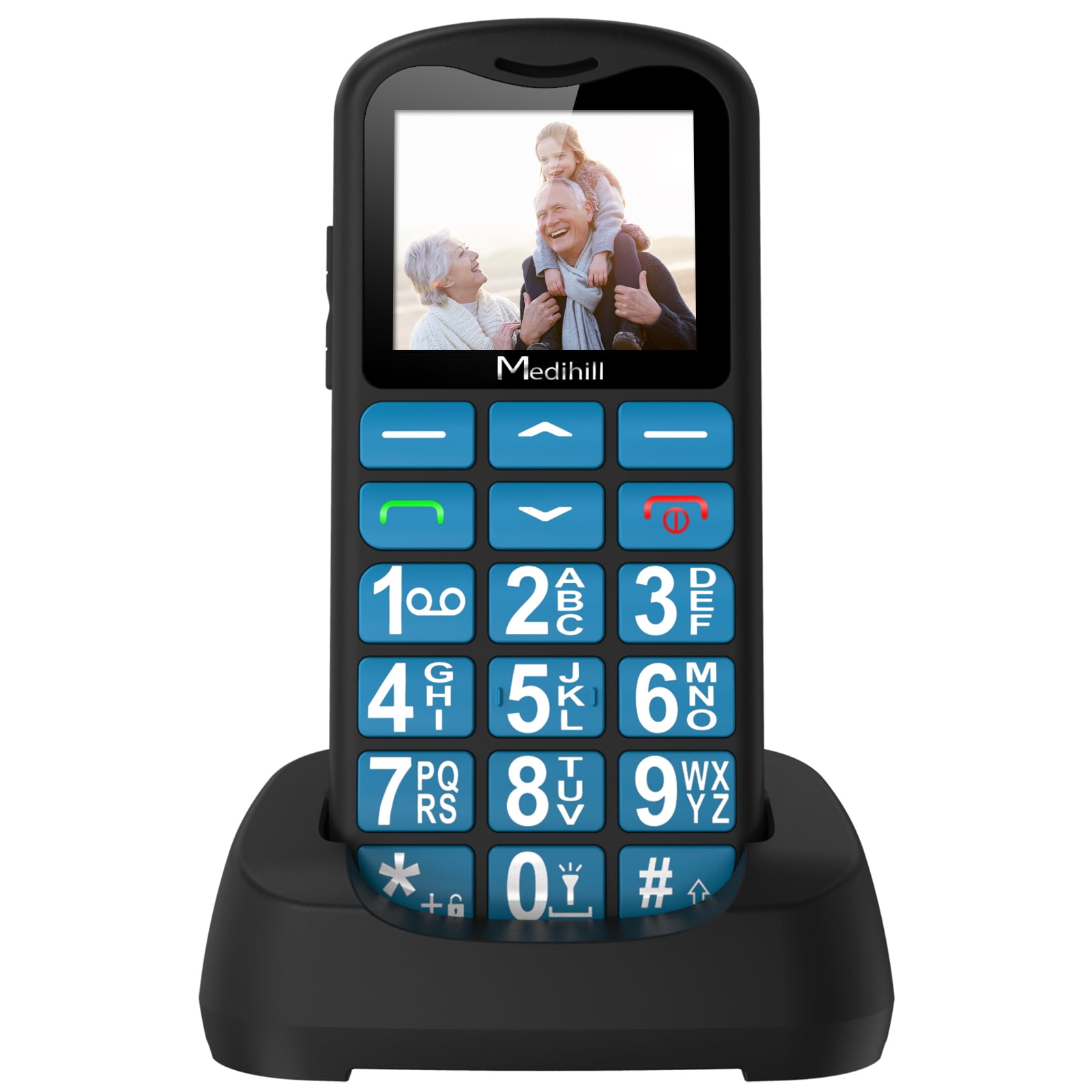 Big Button Mobile Phone SOS for Elderly Senior Cell Phone (Blue) - Medihill