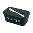 thumbnail image 2 of SomWiBe 6.61 in Black Plastic Butter Dish with Lid and Spreader - Airtight Butter Keeper Container for Fridge Table Setup, 2 of 9