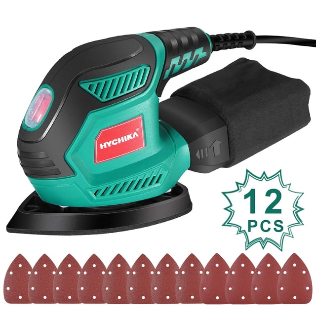 Detail Sander HYCHIKA de 14.000 OPM con 12 lijas y bolsa para polvo