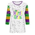 thumbnail image 4 of BOOMILK Mardi Gras Shirts for Women 3/4 Sleeve Round Neck Carnival Graphic Tees Summer T Shirt, 4 of 4