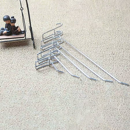 

jiaroswwei 10Pcs Mesh Panel Hooks Thickened Chrome-plated Silver Color Grid Wall Exhibition Hangers for Supermarkets Garages