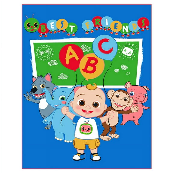 Cocomelon JJ Best Friends Soft Raschel Twin/Full Size Blanket 60" x 80"