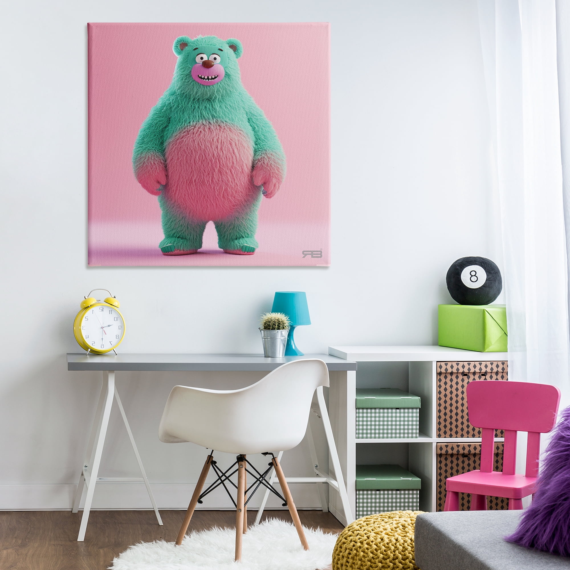 Stupell Industries Smiling Green Bear Animals Painting Wrapped Canvas Art Print Wall Art, 36 x 36